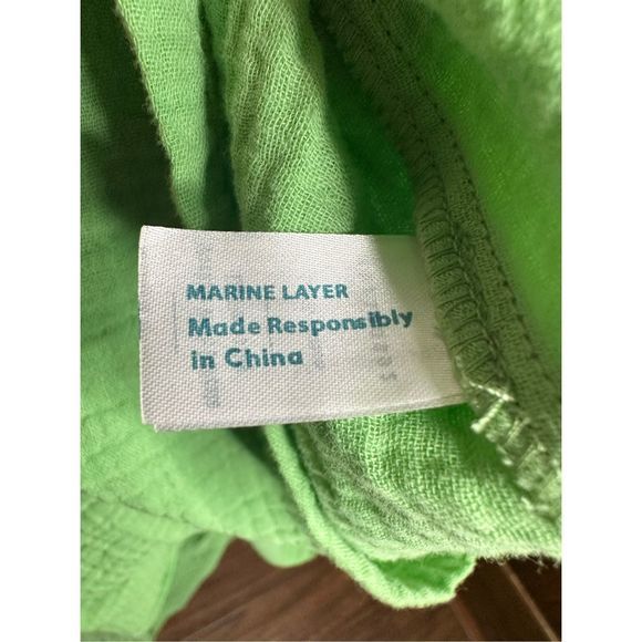 Marine Layer Jude Flutter Sleeve Jade Sheen Midi Dress Sz Large Women's - Picture 5 of 6
